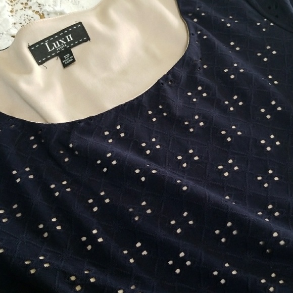 Navy blue and brown dress - Picture 2 of 4